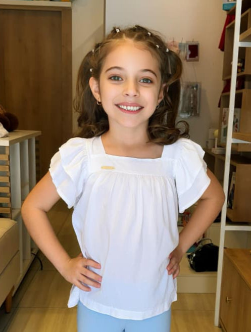 Blusa Manga Babado - Branca