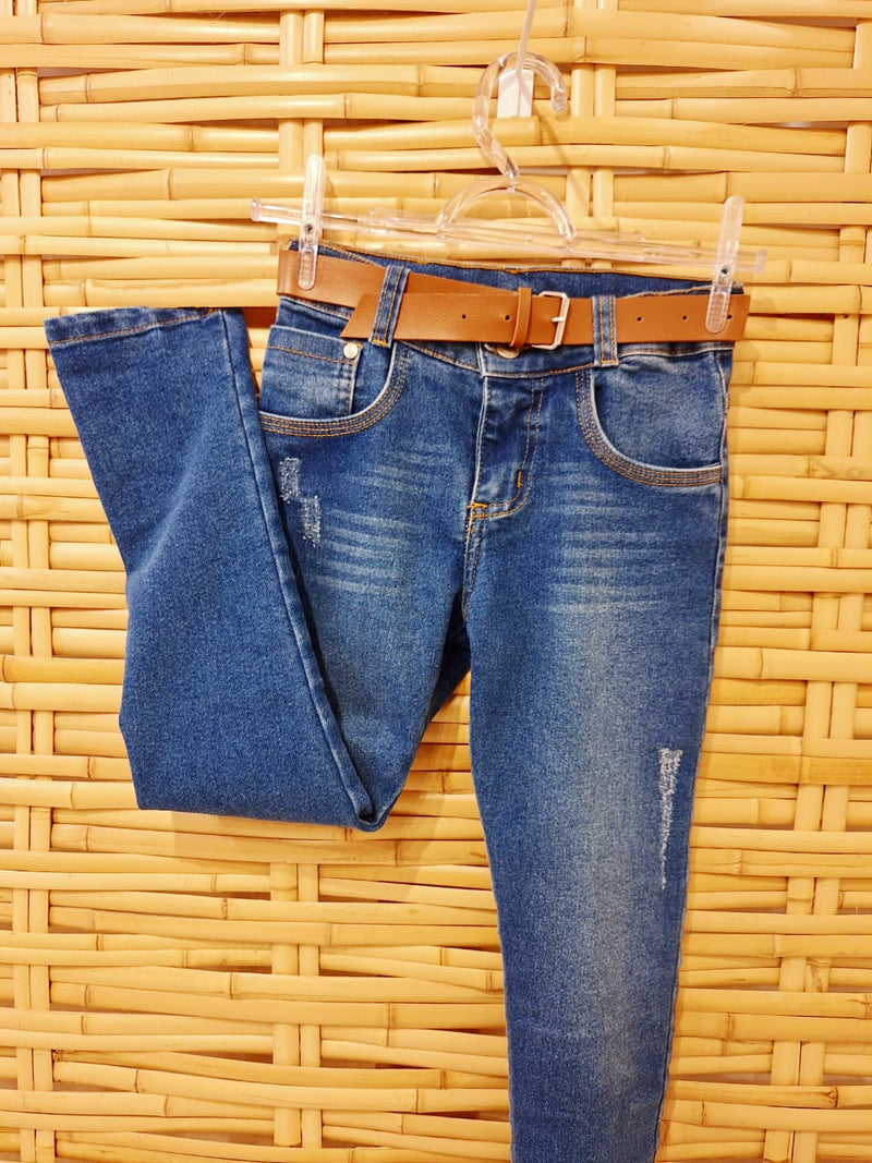 Calça Jeans  Infantil Menina - Com cinto